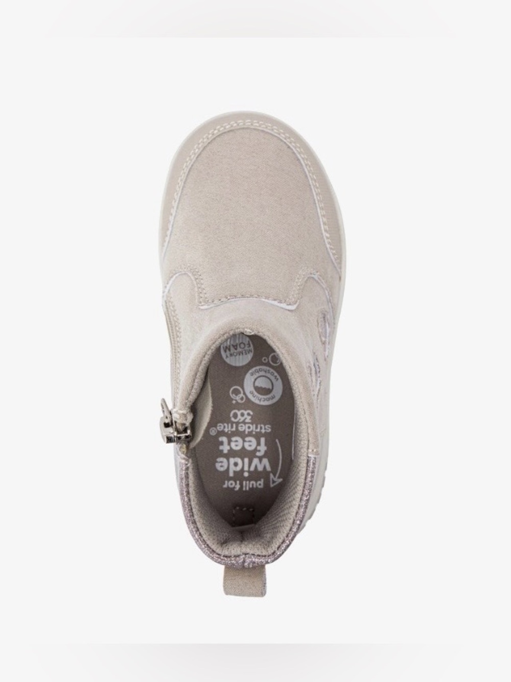 Stride Rite Little Girls Beige Suede Ankle Boots with Glitter Hearts Size 6 - Picture 3 of 16